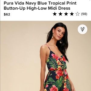 Lulus navy tropical high low wrap dress size Large